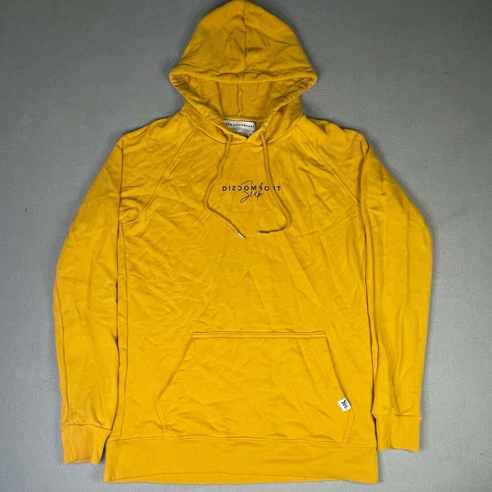 Seek Discomfort Yellow Pullover graphic print Hoodie Size men’s small
